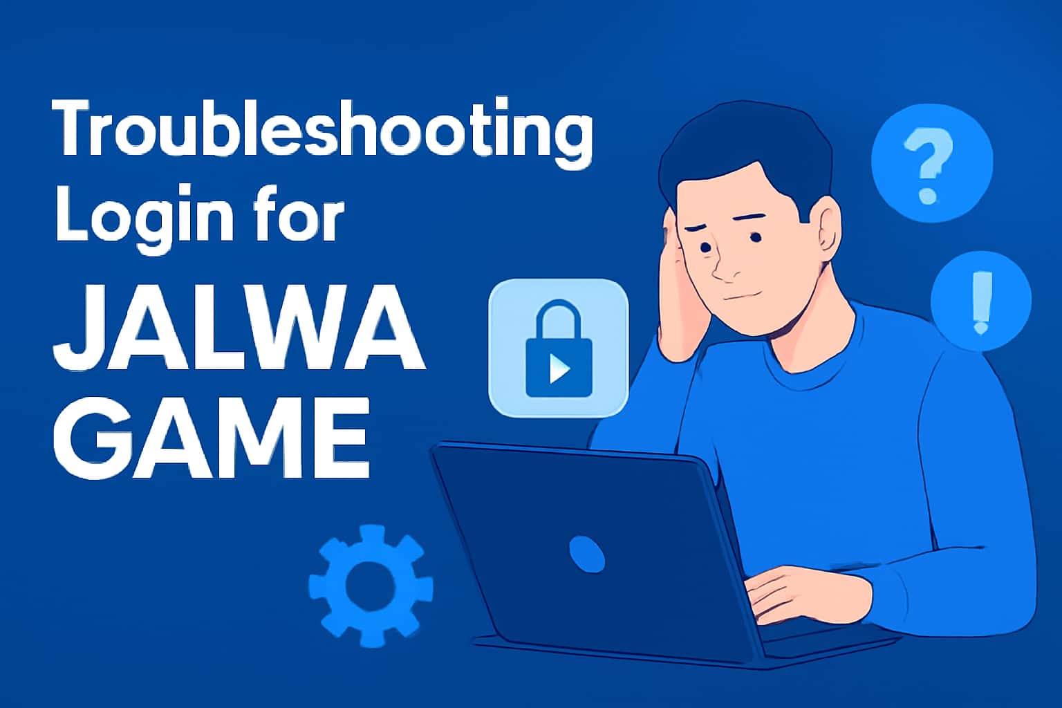 An informational graphic illustrating the troubleshooting process for logging into Jalwa Game with clear branding.