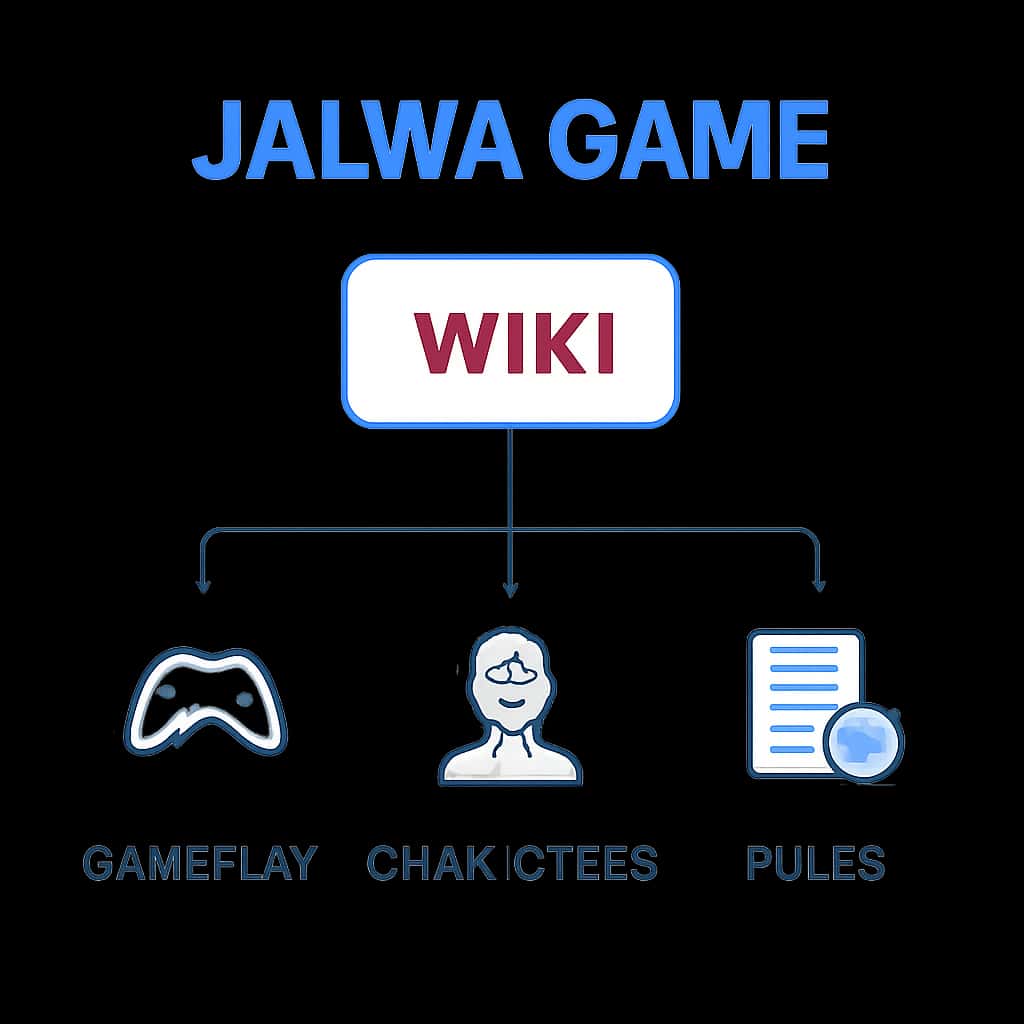 An educational diagram illustrating the features of Jalwa Game Wiki.